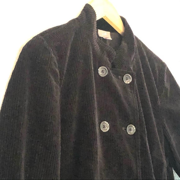 J. JILL Black Corduroy Pea Coat- M - Picture 3 of 6